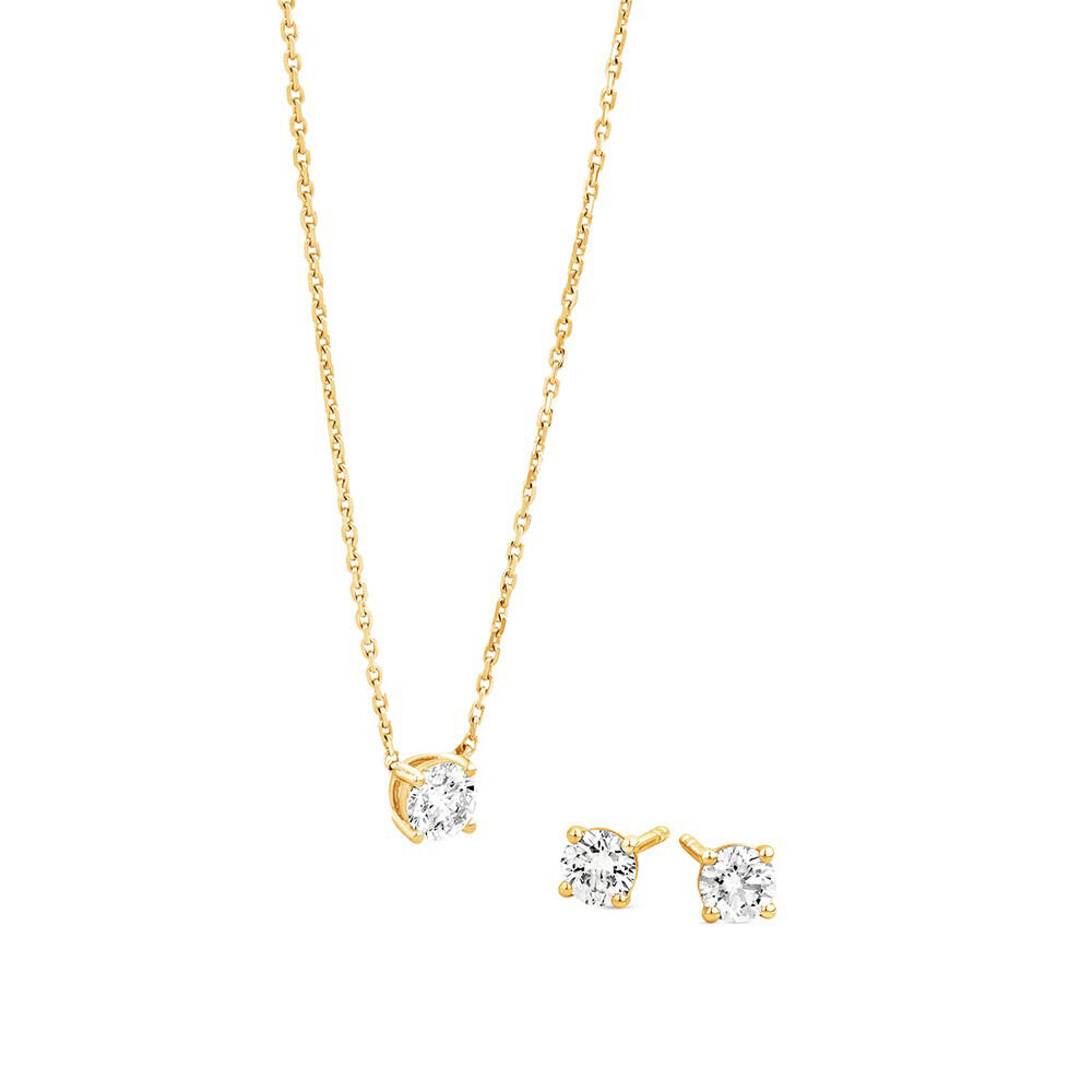 0.60 Carat TW Laboratory-Grown Diamond Stud Earrings & Pendant Set 10kt Yellow Gold