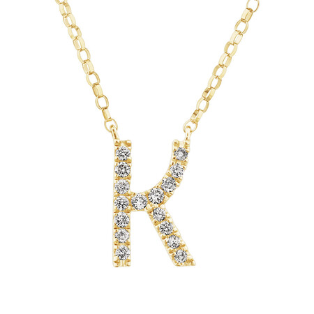 Initial Necklace with 0.10 Carat TW of Diamonds in 10kt Yellow Gold Initial Necklace with 0.10 Carat TW of Diamonds in 10kt Yellow Gold