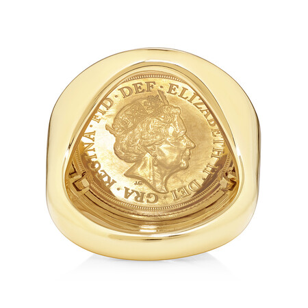 Sovereign Coin Ring with 0.30 Carat TW of Diamonds in 10kt & 22kt Yellow Gold Sovereign Coin Ring with 0.30 Carat TW of Diamonds in 10kt & 22kt Yellow Gold