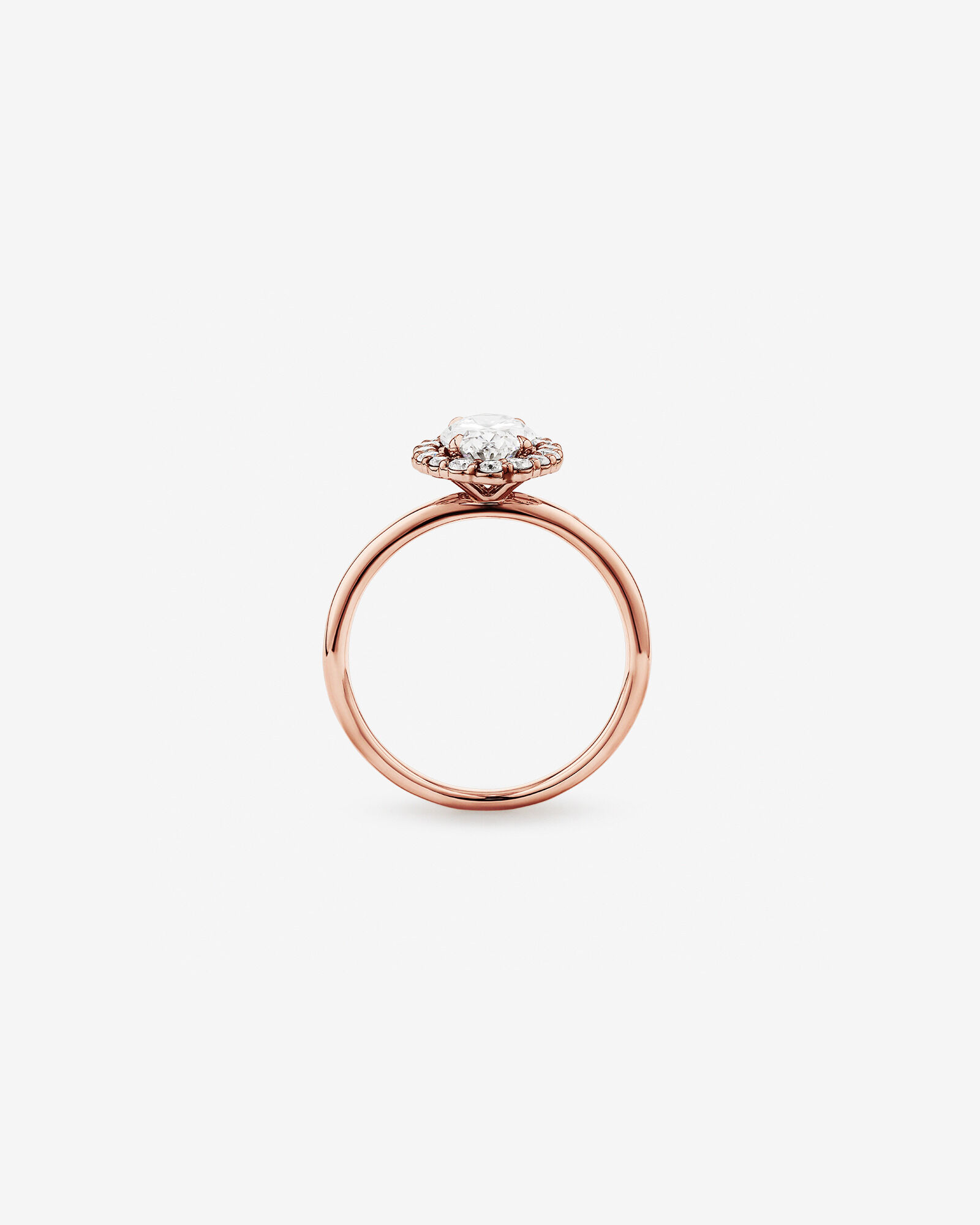 Carat TW Oval Cut Laboratory-Grown Diamond Halo Engagement Ring in 14kt Rose Gold