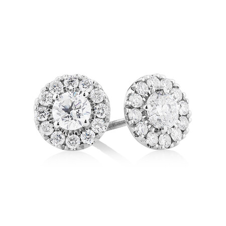 Dainty Halo Earrings with 1.00kt TW of Diamonds in 14kt White Gold Dainty Halo Earrings with 1.00kt TW of Diamonds in 14kt White Gold