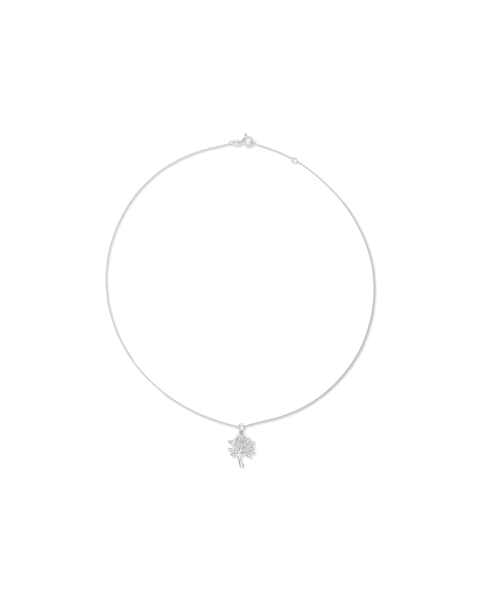 Tree of Life Pendant and Chain with Cubic Zirconia Sterling Silver
