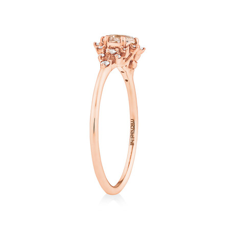 Ring with Morganite and 0.10 Carat TW of Diamonds in 10kt Rose Gold Ring with Morganite and 0.10 Carat TW of Diamonds in 10kt Rose Gold