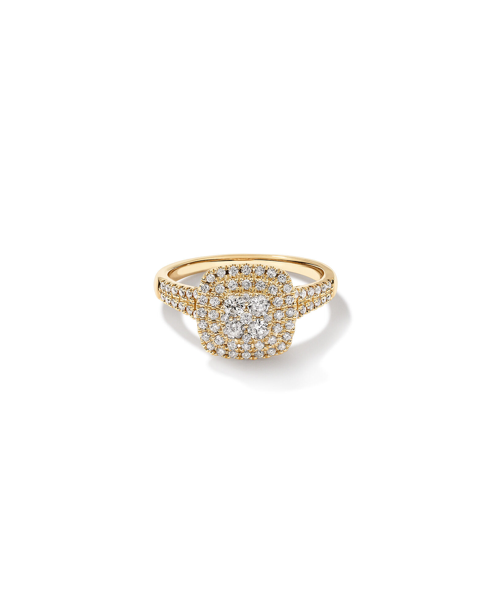 0.65 Carat TW Cushion Cluster Halo Diamond Ring in 10kt Yellow Gold