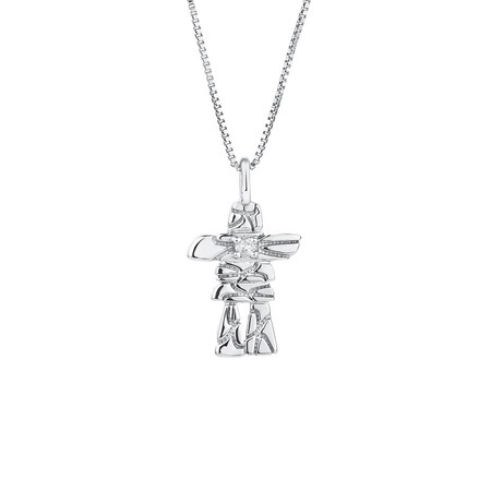 Inukshuk Pendant with Diamonds in Sterling Silver Inukshuk Pendant with Diamonds in Sterling Silver