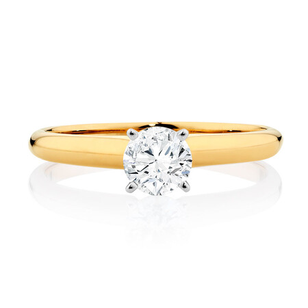 Solitaire Engagement Ring with 0.50 Carat TW Of Diamonds in 14kt Yellow & White Gold Solitaire Engagement Ring with 0.50 Carat TW Of Diamonds in 14kt Yellow & White Gold
