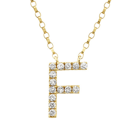 "F" Initial Necklace with 0.10 Carat TW of Diamonds in 10kt Yellow Gold