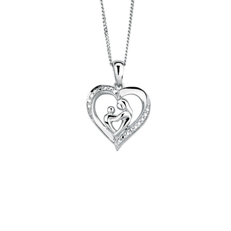 Mother Child Heart Pendant In Sterling Silver - Mother Baby Heart Pendant Mother Child Heart Pendant In Sterling Silver - Mother Baby Heart Pendant