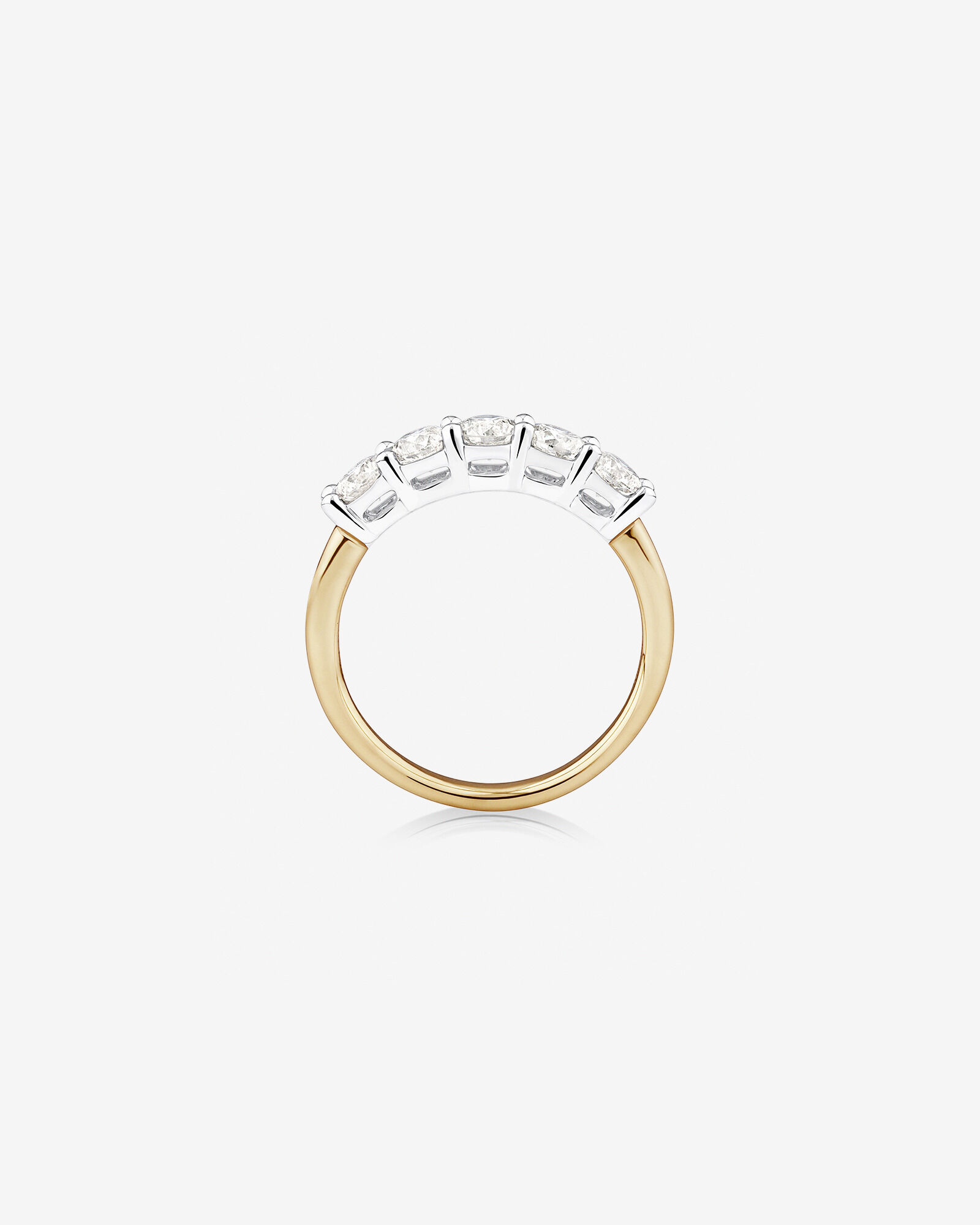 Alliance à cinq pierres Evermore en or blanc et jaune 14 K avec diamants totalisant 1 ct