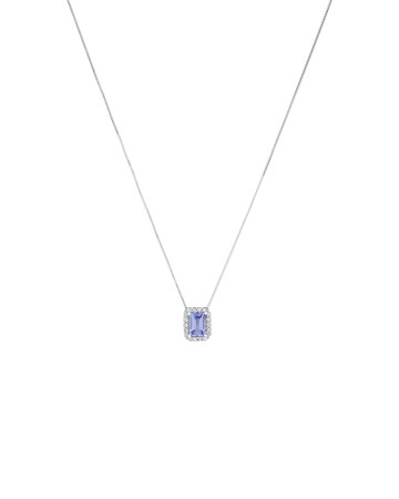 Halo Pendant with Tanzanite & 0.17 Carat TW of Diamonds in 14kt White Gold Halo Pendant with Tanzanite & 0.17 Carat TW of Diamonds in 14kt White Gold