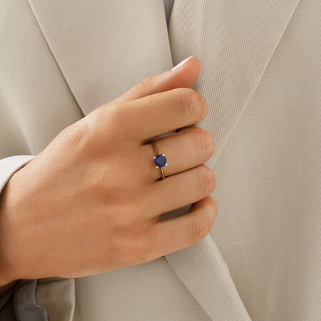 Ring with Laboratory Created Sapphire in 10kt Yellow Gold Ring with Laboratory Created Sapphire in 10kt Yellow Gold