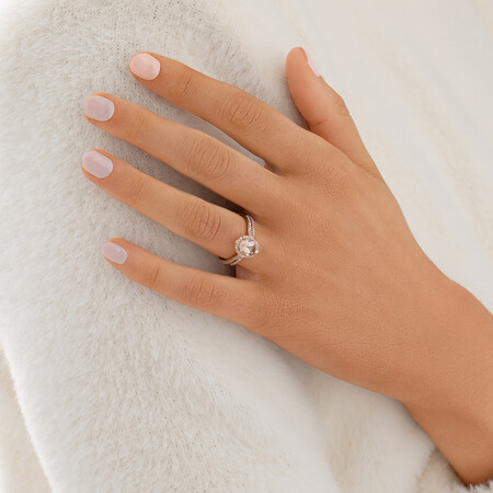 Bridal Set with 0.30 Carat TW of Diamonds & Morganite in 14kt Rose Gold Bridal Set with 0.30 Carat TW of Diamonds & Morganite in 14kt Rose Gold