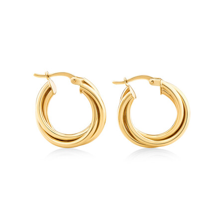 20mm Triple Twist Hoop Earrings in 10kt Yellow Gold 20mm Triple Twist Hoop Earrings in 10kt Yellow Gold