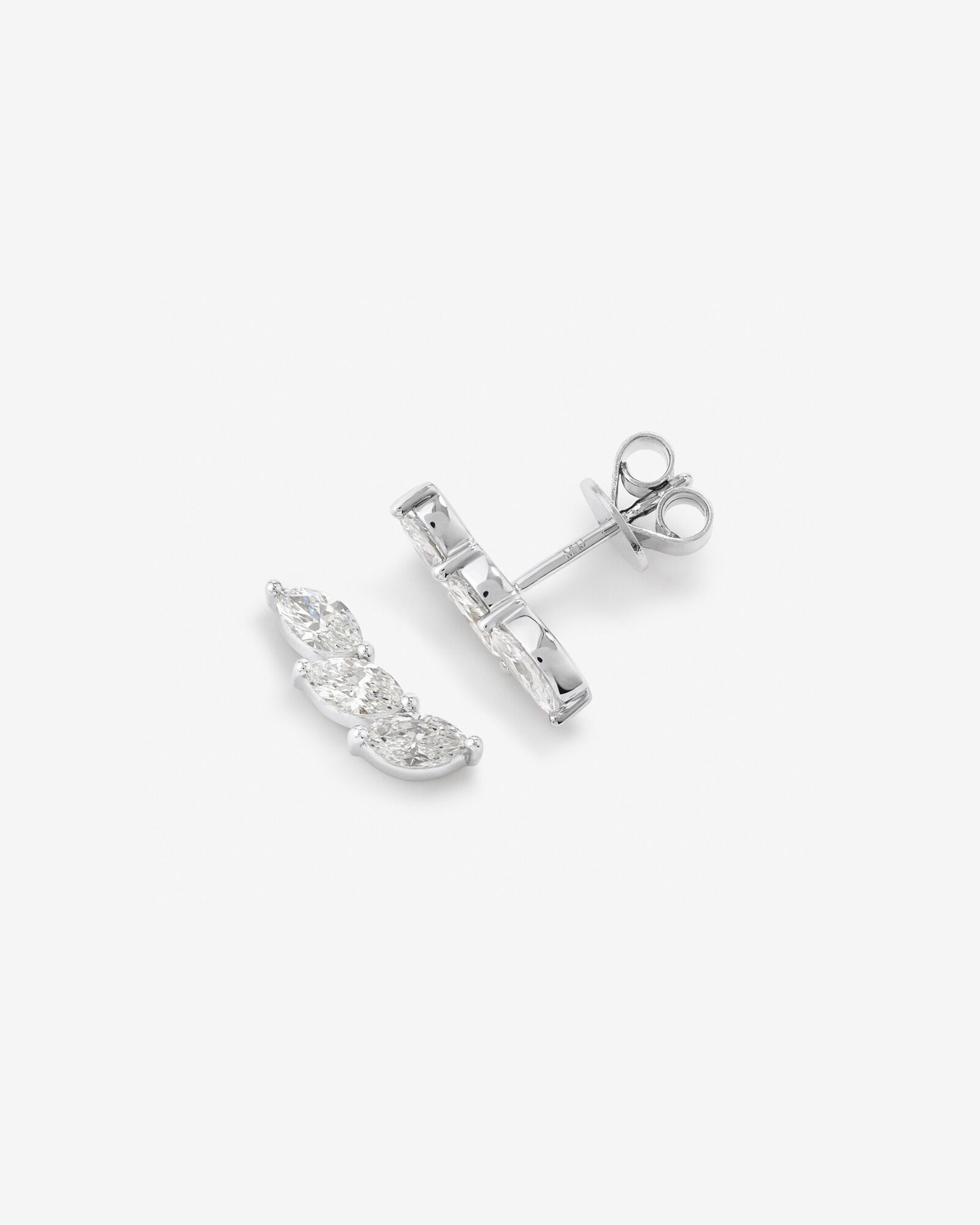 0.96 Carat TW Floret Laboratory-Grown Diamond Climber Earrings in 10kt White Gold