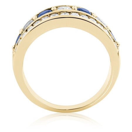 Ring with Natural Sapphire & 1 Carat TW of Diamonds in 14kt Yellow Gold Ring with Natural Sapphire & 1 Carat TW of Diamonds in 14kt Yellow Gold
