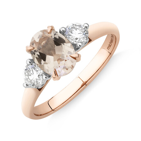 Ring with Morganite & 0.40 Carat TW of Diamonds in 10kt Rose Gold Ring with Morganite & 0.40 Carat TW of Diamonds in 10kt Rose Gold
