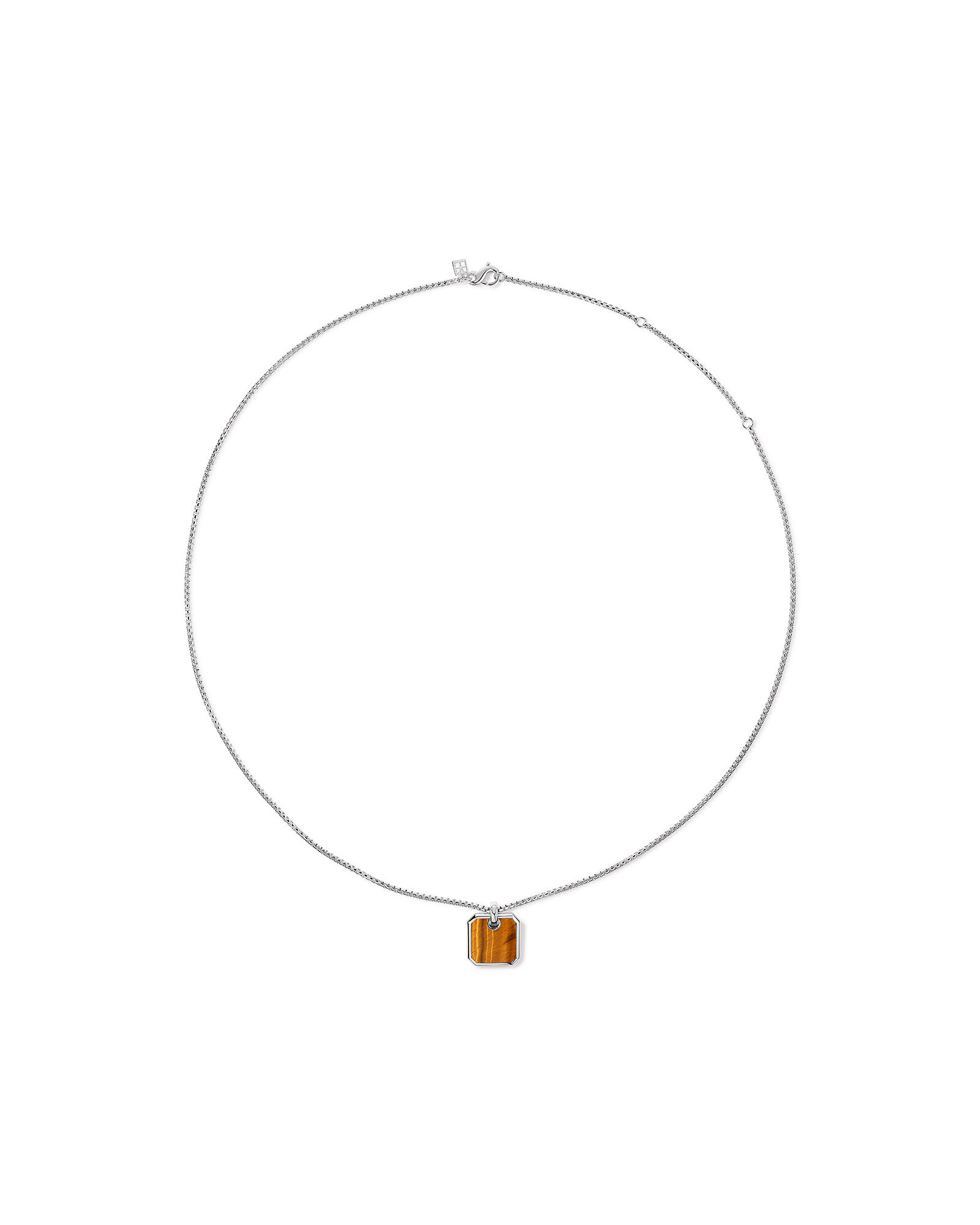 Tiger’s Eye Square Pendant Necklace in Sterling Silver