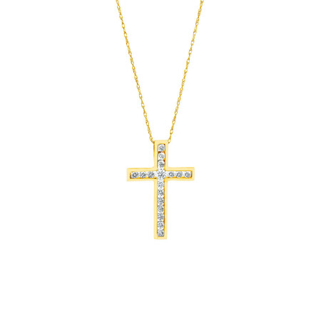 Cross Pendant with 0.10 Carat TW of Diamonds in 10kt Yellow Gold Cross Pendant with 0.10 Carat TW of Diamonds in 10kt Yellow Gold