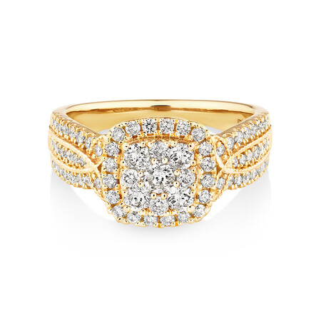 Cluster Halo Ring with 1 Carat TW of Diamonds in 10kt Yellow Gold Cluster Halo Ring with 1 Carat TW of Diamonds in 10kt Yellow Gold