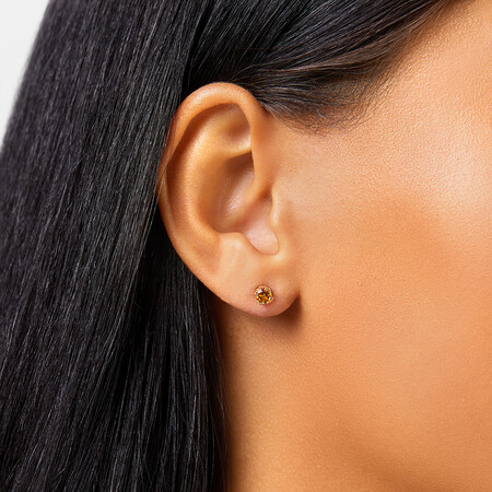 4mm Stud Earrings with Citrine in 10kt Yellow Gold 4mm Stud Earrings with Citrine in 10kt Yellow Gold
