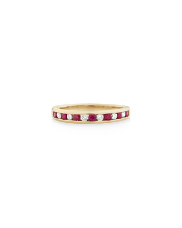 Ring with Natural Ruby & 0.15 Carat TW of Diamonds in 10kt Yellow Gold Ring with Natural Ruby & 0.15 Carat TW of Diamonds in 10kt Yellow Gold