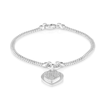 19cm (7.5") Double Heart Bracelet in Sterling Silver