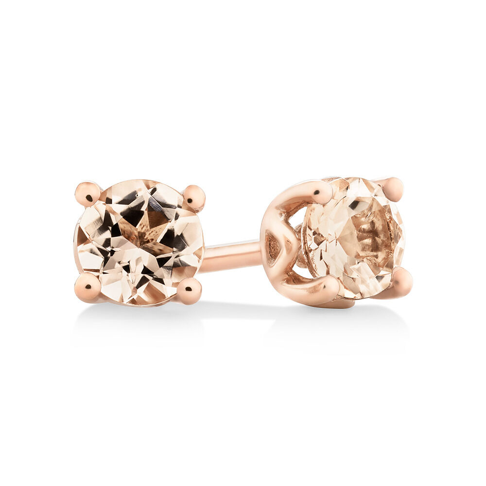 4mm Stud Earrings with Morganite in 10kt Rose Gold