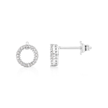 Circle Stud Earrings with 0.10 Carat TW of Diamonds in 10kt White Gold Circle Stud Earrings with 0.10 Carat TW of Diamonds in 10kt White Gold
