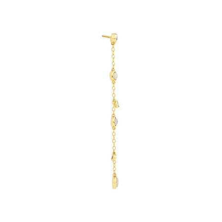 Drop Earrings with Opal & 0.15 Carat TW of Diamonds in 10kt Yellow Gold Drop Earrings with Opal & 0.15 Carat TW of Diamonds in 10kt Yellow Gold