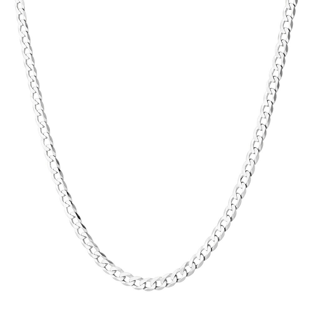 White gold curb chain necklace discount