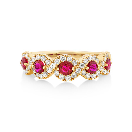 Bubble Ring with Natural Ruby & 0.46 Carat TW of Diamonds In 14kt Yellow Gold Bubble Ring with Natural Ruby & 0.46 Carat TW of Diamonds In 14kt Yellow Gold
