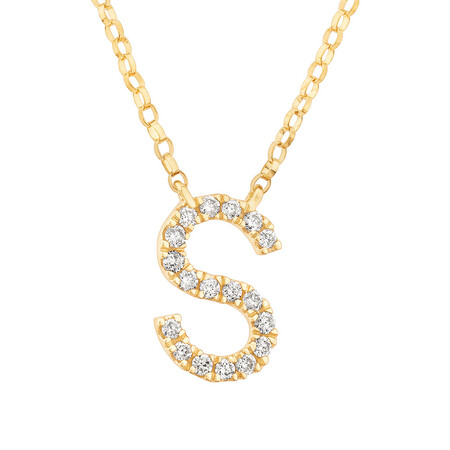 "S" Initial Necklace with 0.10 Carat TW of Diamonds in 10kt Yellow Gold
