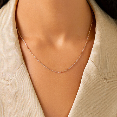 45cm (18") Hollow Singapore Chain in 10kt Yellow Gold 45cm (18") Hollow Singapore Chain in 10kt Yellow Gold