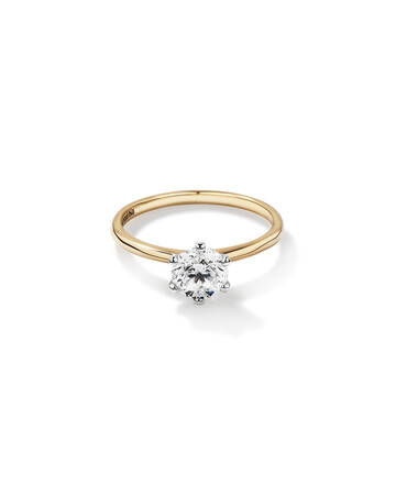 Michael Hill Solitaire Engagement Ring with a 1 Carat TW Diamond with the De Beers Code of Origin in 18kt Yellow & White Gold Michael Hill Solitaire Engagement Ring with a 1 Carat TW Diamond with the De Beers Code of Origin in 18kt Yellow & White Gold