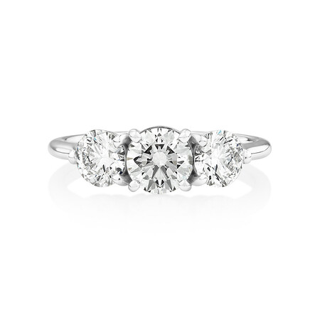 Laboratory-Created 1.70 Carat Oval Three Stone Diamond Ring In 14kt White Gold Laboratory-Created 1.70 Carat Oval Three Stone Diamond Ring In 14kt White Gold