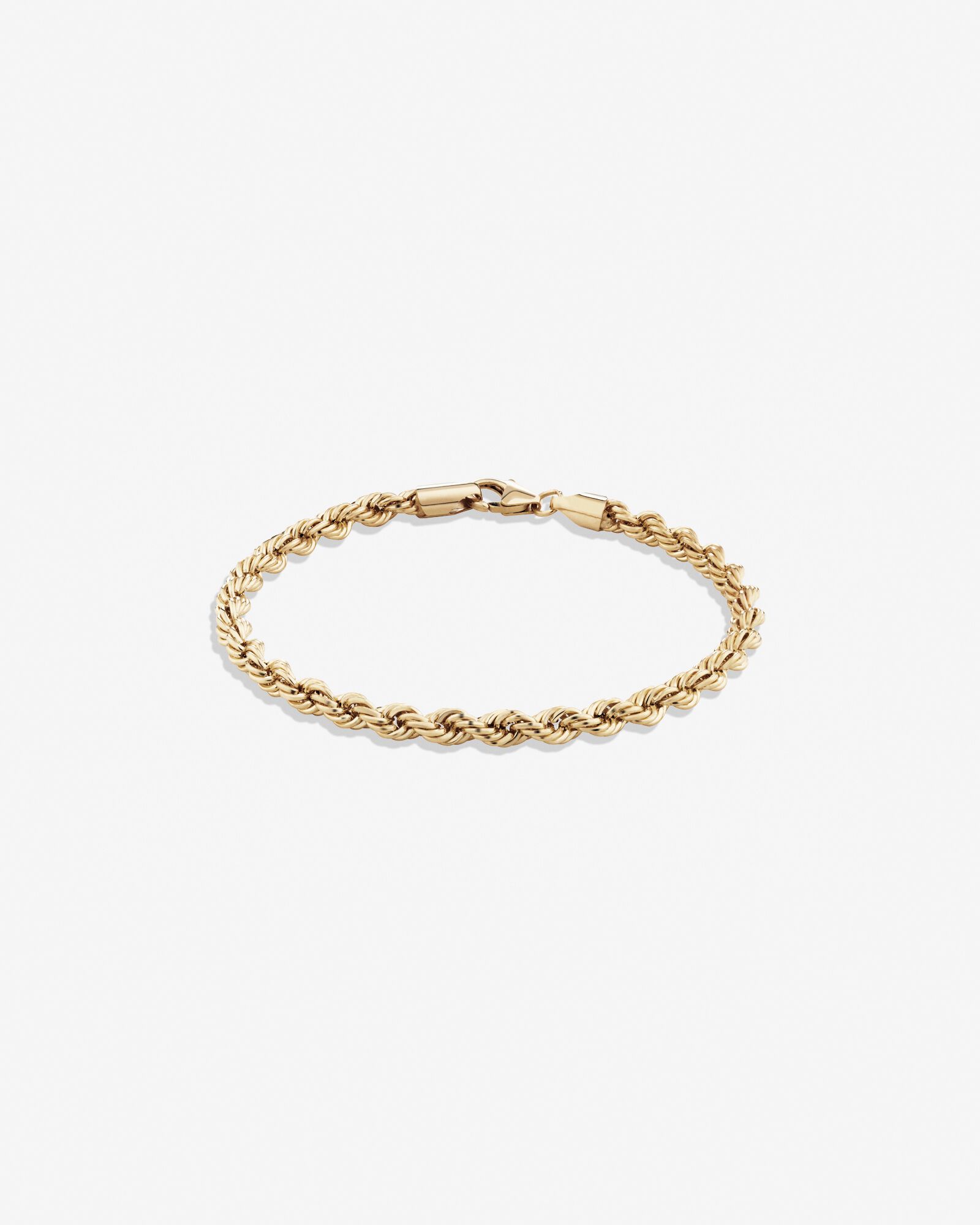 19cm (7.5") 4mm-4.5mm Width Rope Bracelet in 10kt Yellow Gold