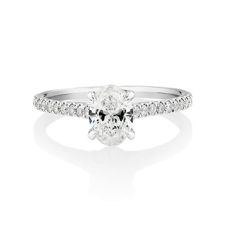 Oval Solitaire Engagement Ring with 1.12kt TW of Diamonds in 14ct White Gold Oval Solitaire Engagement Ring with 1.12kt TW of Diamonds in 14ct White Gold