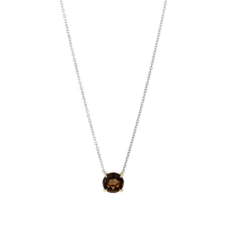 Natural Smokey Quartz Necklace in Sterling Silver and 10kt Yellow Gold Natural Smokey Quartz Necklace in Sterling Silver and 10kt Yellow Gold