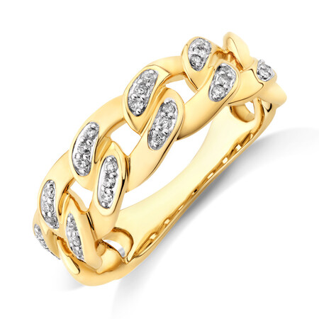 Link Ring with 0.15 Carat TW of Diamonds in 10kt Yellow Gold Link Ring with 0.15 Carat TW of Diamonds in 10kt Yellow Gold