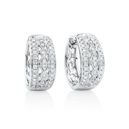 Fancy Huggie Earrings with 0.34 Carat TW of Diamonds in 10kt White Gold Fancy Huggie Earrings with 0.34 Carat TW of Diamonds in 10kt White Gold