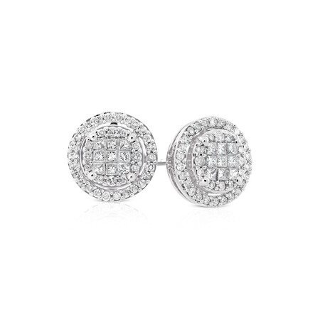 Halo Stud Earrings with 1/2 Carat TW of Diamonds in 10kt White Gold Halo Stud Earrings with 1/2 Carat TW of Diamonds in 10kt White Gold