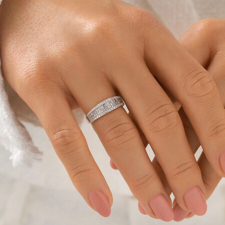 Multi Row Ring with 0.50 Carat TW Diamond in 10kt White Gold Multi Row Ring with 0.50 Carat TW Diamond in 10kt White Gold