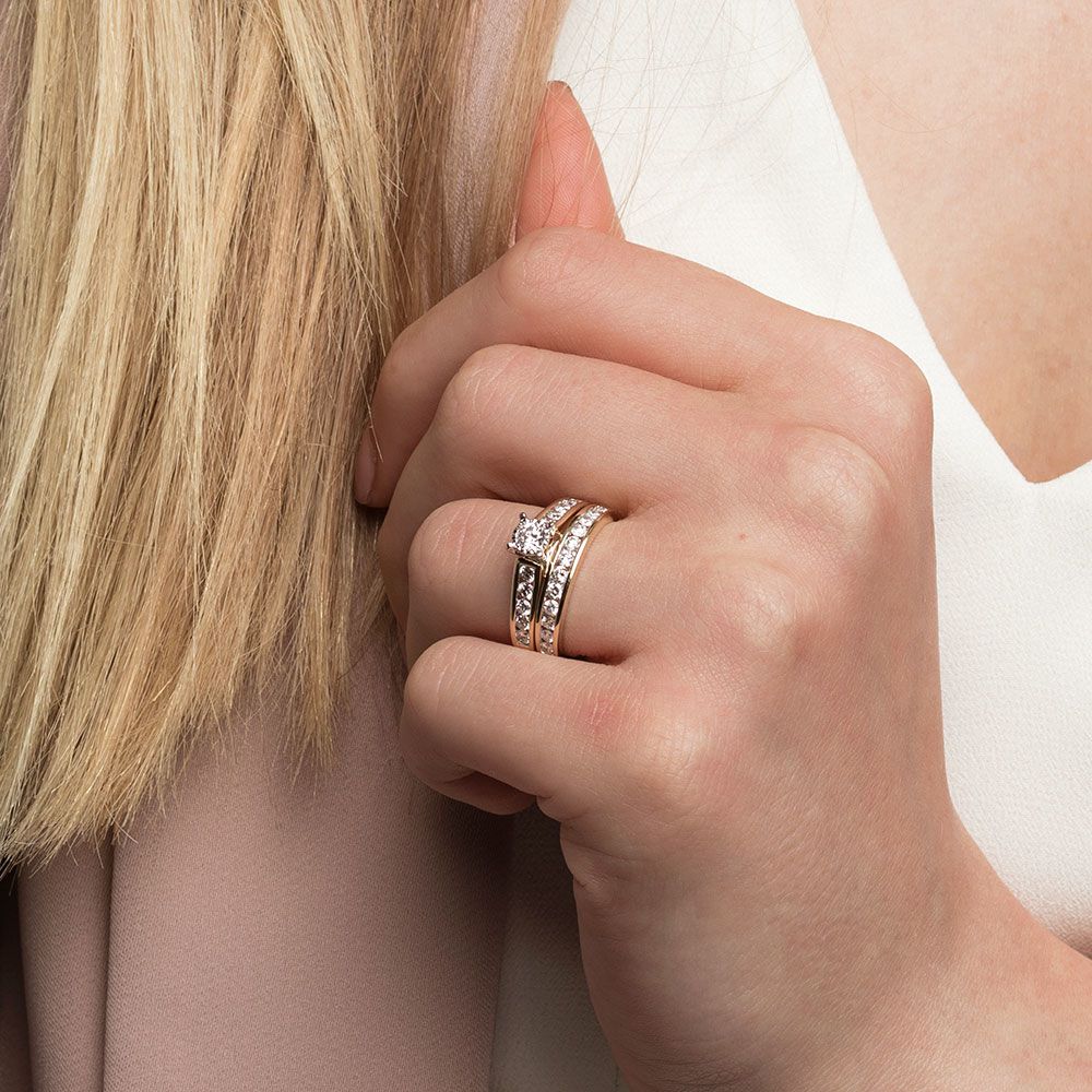 Bridal Set with 1 Carat TW of Diamonds in 14kt Yellow & White Gold