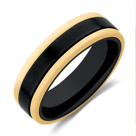7mm Ring in 10kt Yellow Gold & Black Titanium