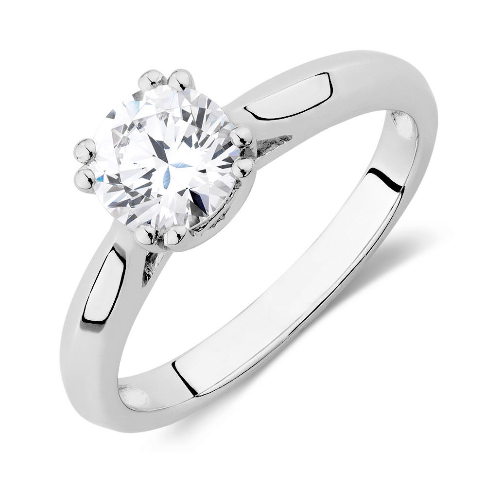 Solitaire Ring with a Cubic Zirconia in Sterling Silver