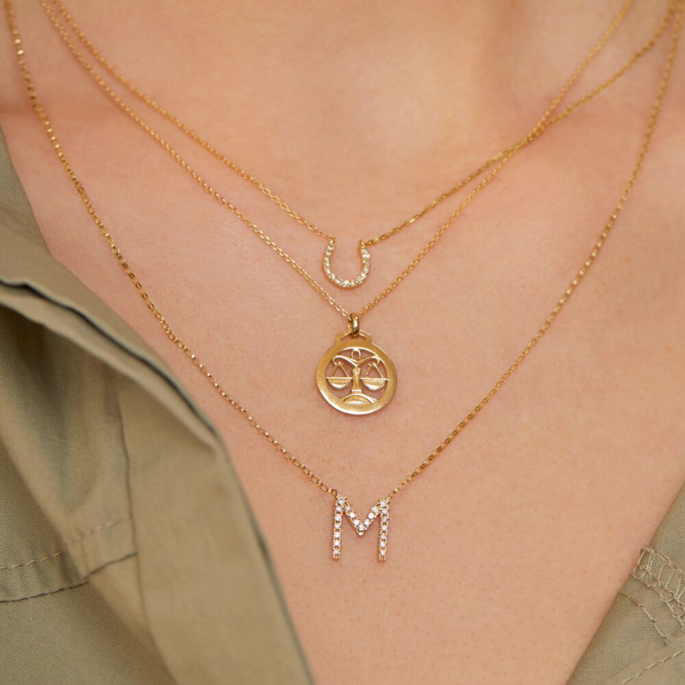 Libra Zodiac Pendant with Chain in 10kt 