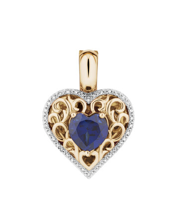 Heart Enhancer with Created Sapphire & Diamonds in 10kt Yellow Gold Heart Enhancer with Created Sapphire & Diamonds in 10kt Yellow Gold