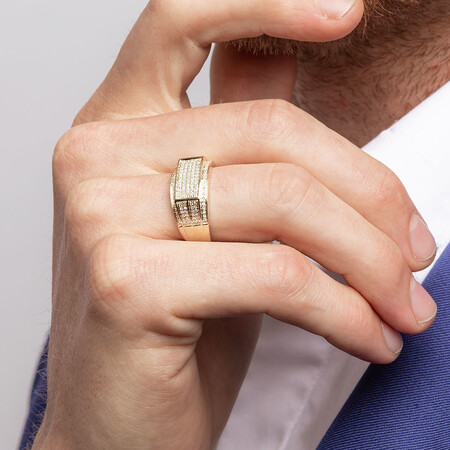 Men's Ring with 0.45 Carat TW of Diamonds in 10kt Yellow Gold Men's Ring with 0.45 Carat TW of Diamonds in 10kt Yellow Gold