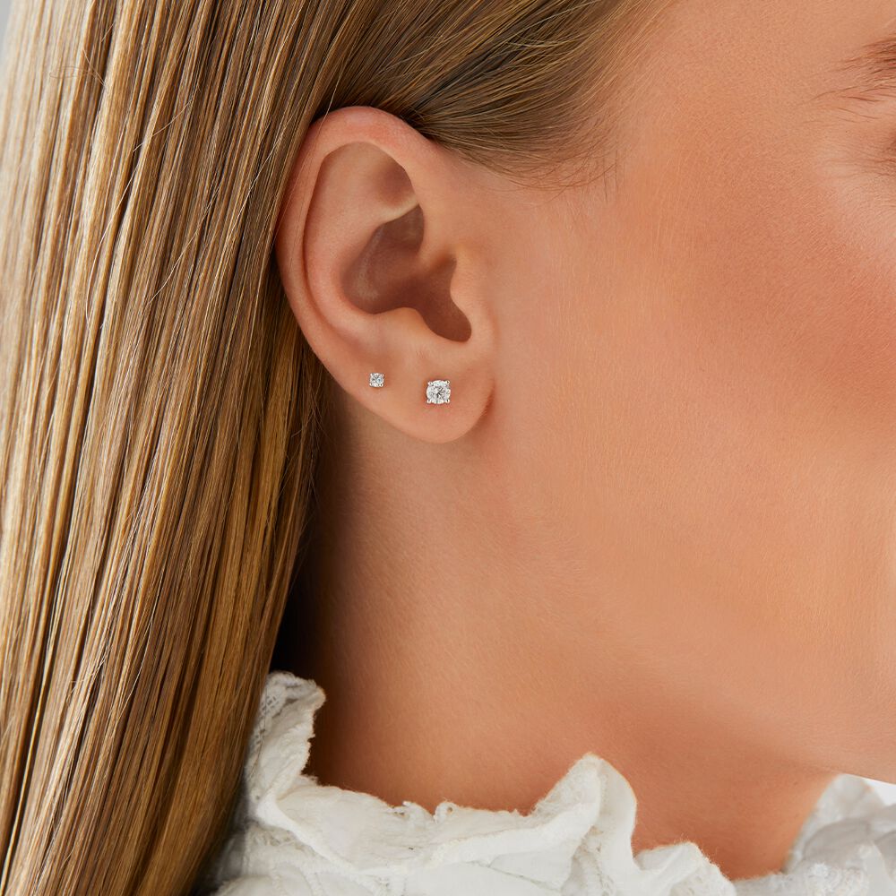 Stud Earrings with 0.085 Carat TW of Diamonds in 10kt White Gold