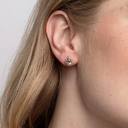Earrings with Morganite & Diamonds in 10kt Rose Gold Earrings with Morganite & Diamonds in 10kt Rose Gold